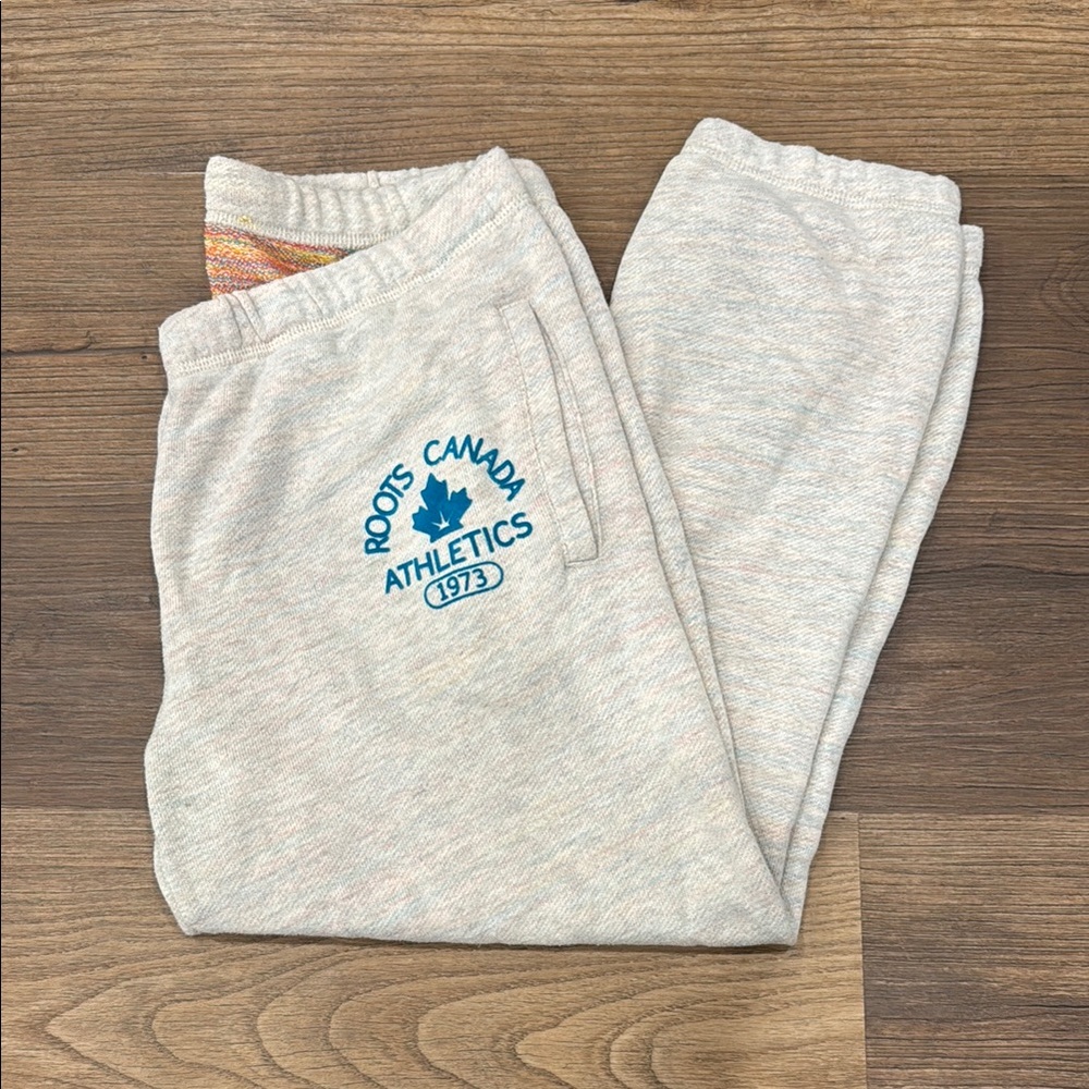 Roots Light Gray Sweatpants with Blue Logo